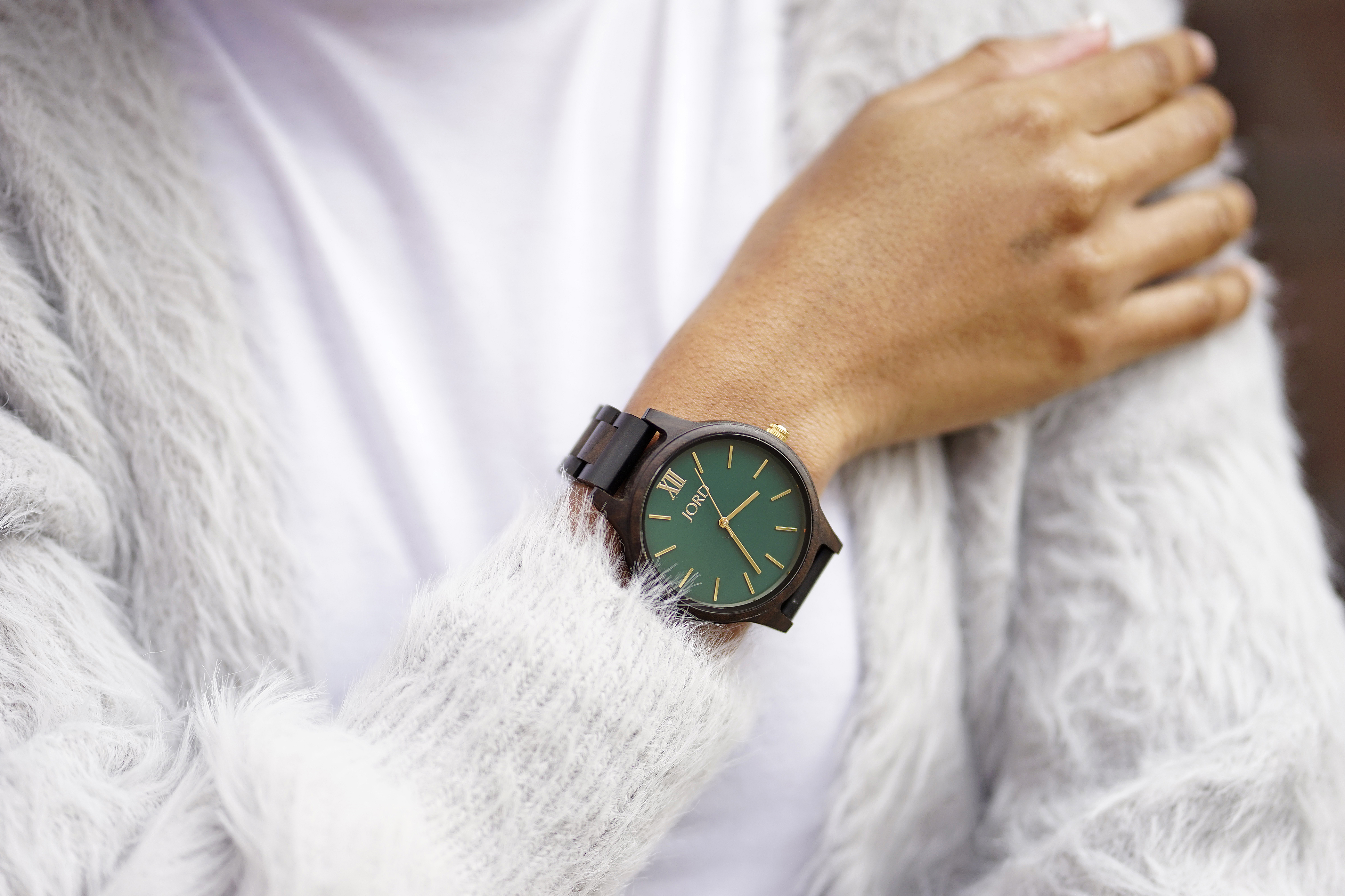 JORD FRANKIE series Dark Sandalwood & Emerald Wooden Watches